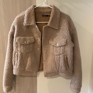cropped teddy jacket
size: US 8
